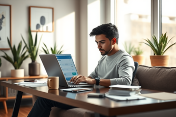 Imagen de un computador con una aplicación de crédito en línea