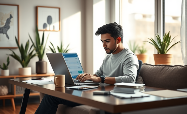 Imagen de un computador con una aplicación de crédito en línea